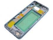 Middle housing with "Coral blue" frame and side buttons for Samsung Galaxy S8, SM-G950F